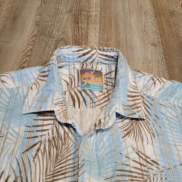 Its Five O'clock Somewhere Hawaiian Short Sleeved Button Up Shirt Men's Medium - Picture 3 of 8